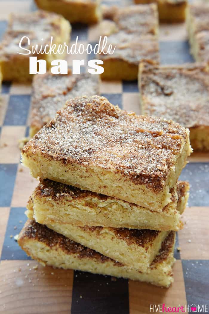 Chewy Snickerdoodle Bars with Text Overlay 