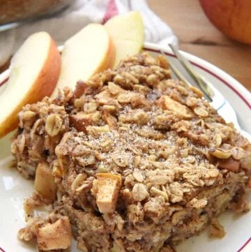 Apple Cinnamon Baked Oatmeal on a plate.