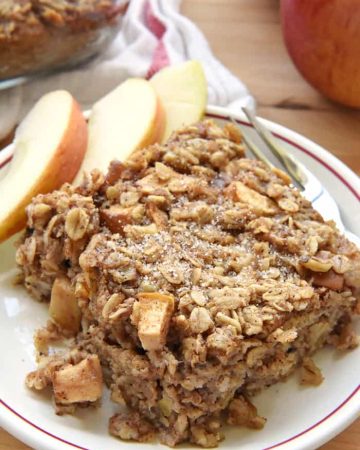 Apple Cinnamon Baked Oatmeal on a plate.