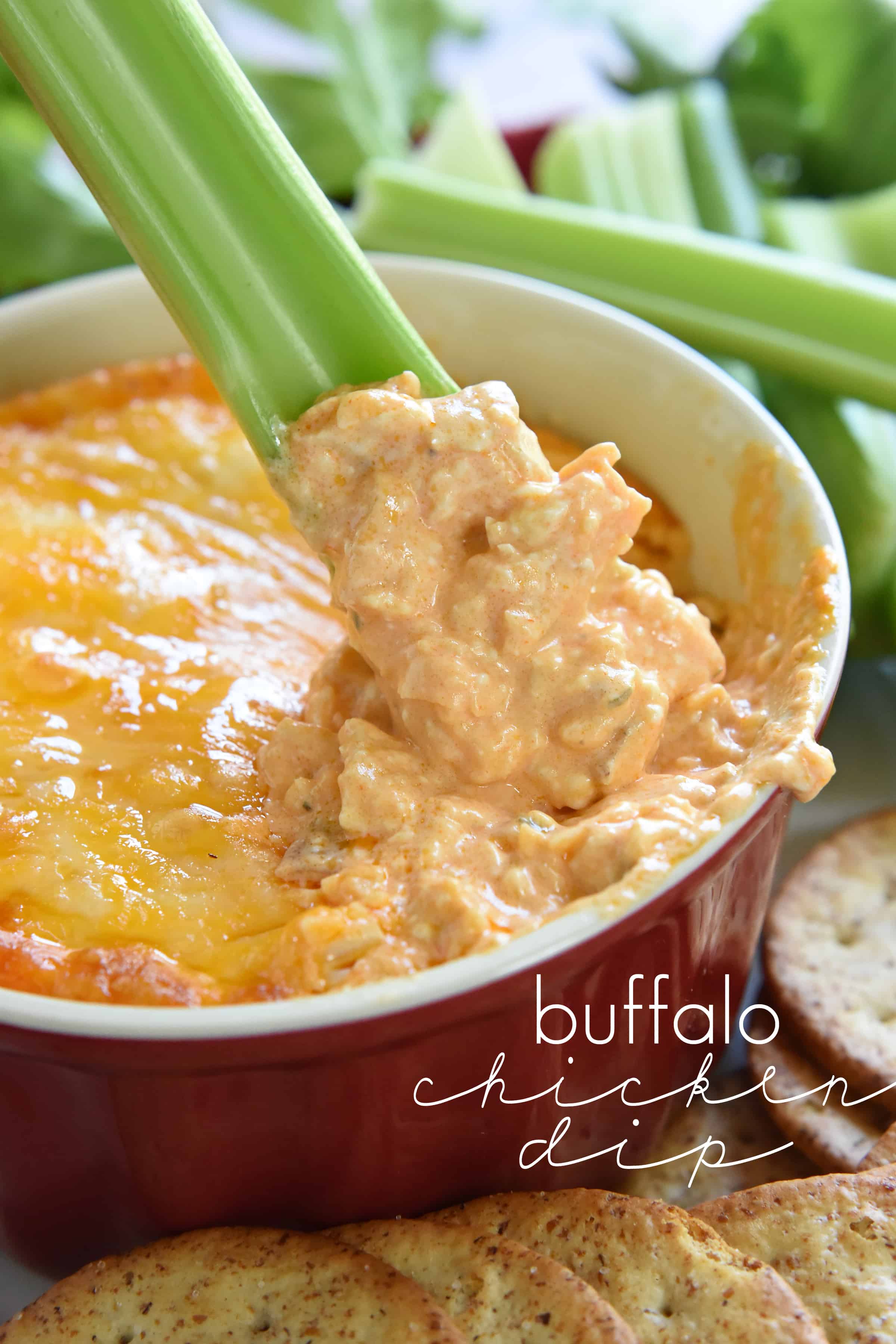 Buffalo Chicken Dip with text overlay.