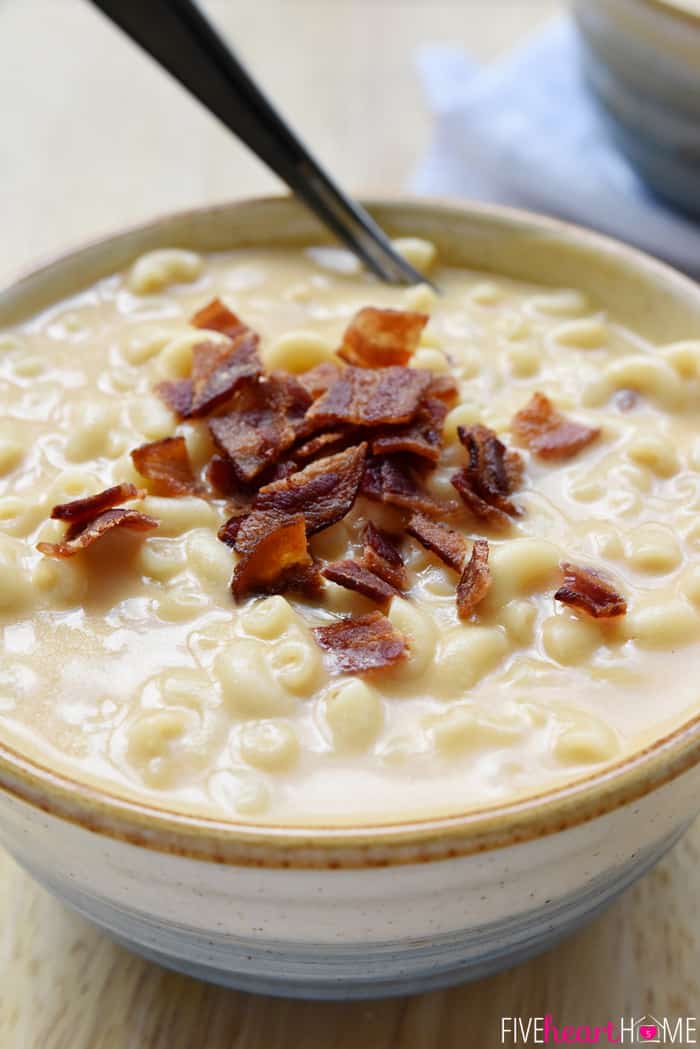 Close-up of bacon garnish.