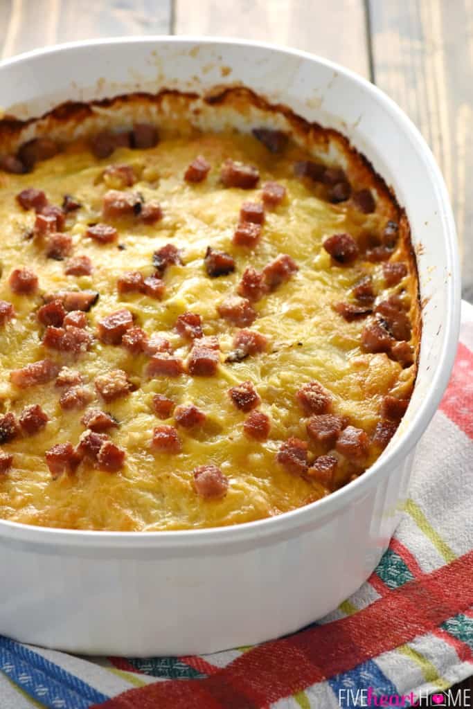 Cheesy Scalloped Potatoes with Ham • FIVEheartHOME