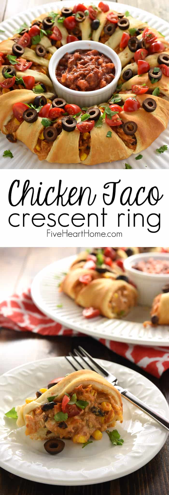 Chicken or Turkey Taco Crescent Ring Collage with Text Overlay 