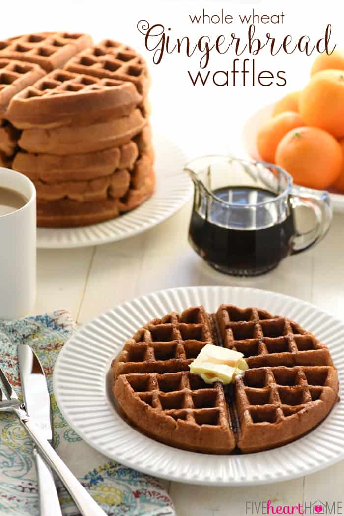 Whole Wheat Gingerbread Waffles with Text Overlay 