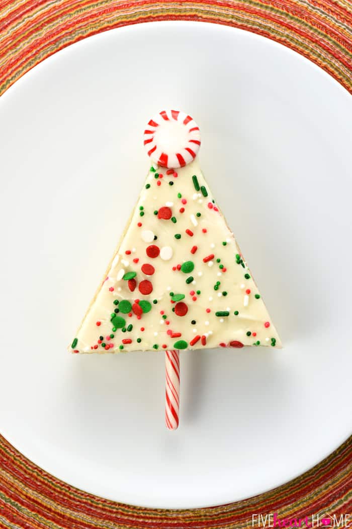 Christmas Sheet Cake tree on plate.