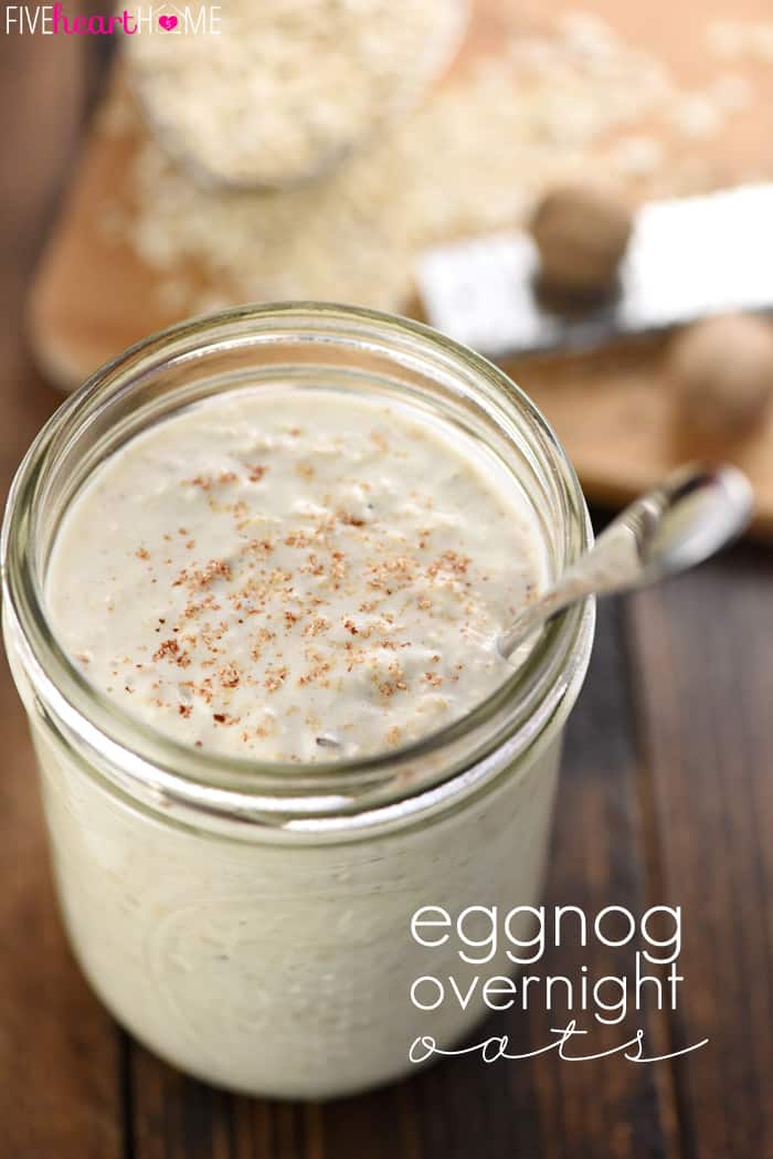 Eggnog Overnight Oats with Text Overlay 