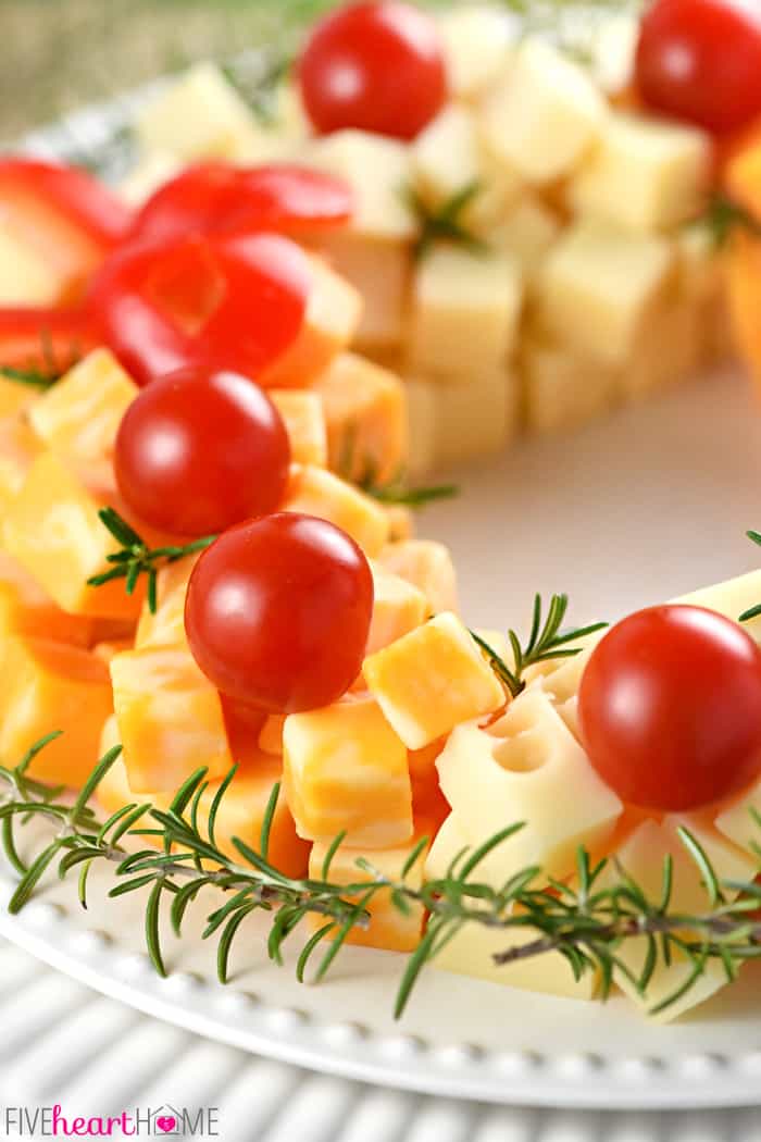 Close-Up of Holiday Cheese Wreath