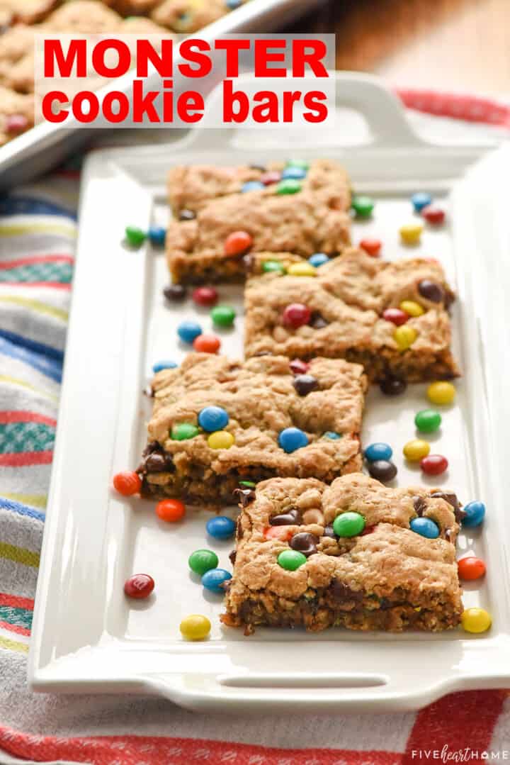 Monster Cookie Bars with text overlay.