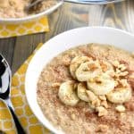 Peanut Butter Banana Oatmeal ~ in just a few short minutes, you can enjoy a hot, wholesome, homemade breakfast flavored with cinnamon, sweetened with honey, and topped with crunchy peanuts! | FiveHeartHome.com