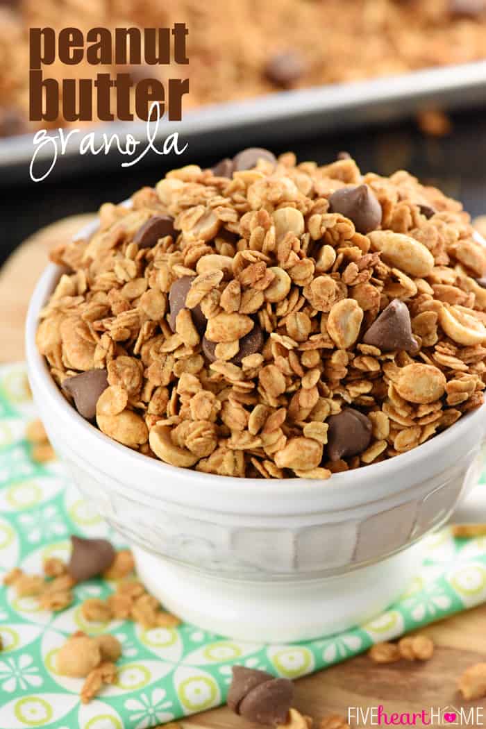 5-Ingredient Peanut Butter Granola with Text Overlay 