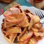 Whole Wheat Apple Cinnamon Waffles on a plate