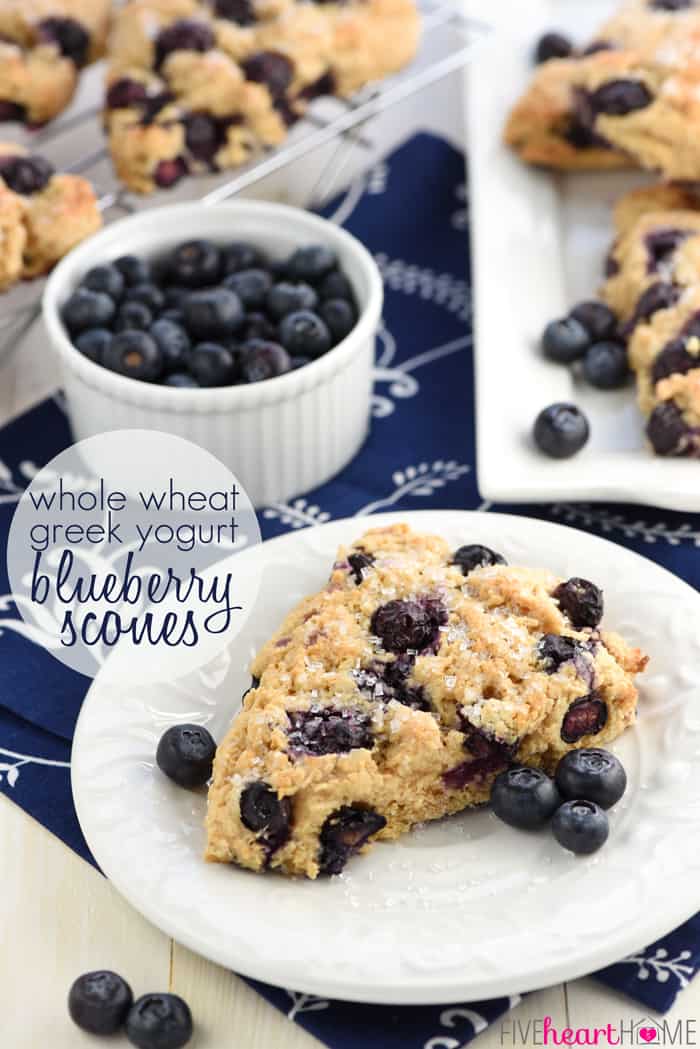 Whole Wheat Blueberry Scones with text overlay.