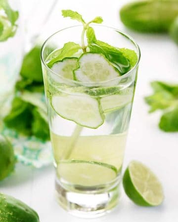 Cucumber Mint Water in a glass.