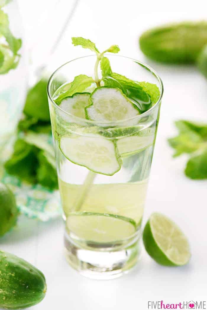 Glass of Cucumber Water with Mint.