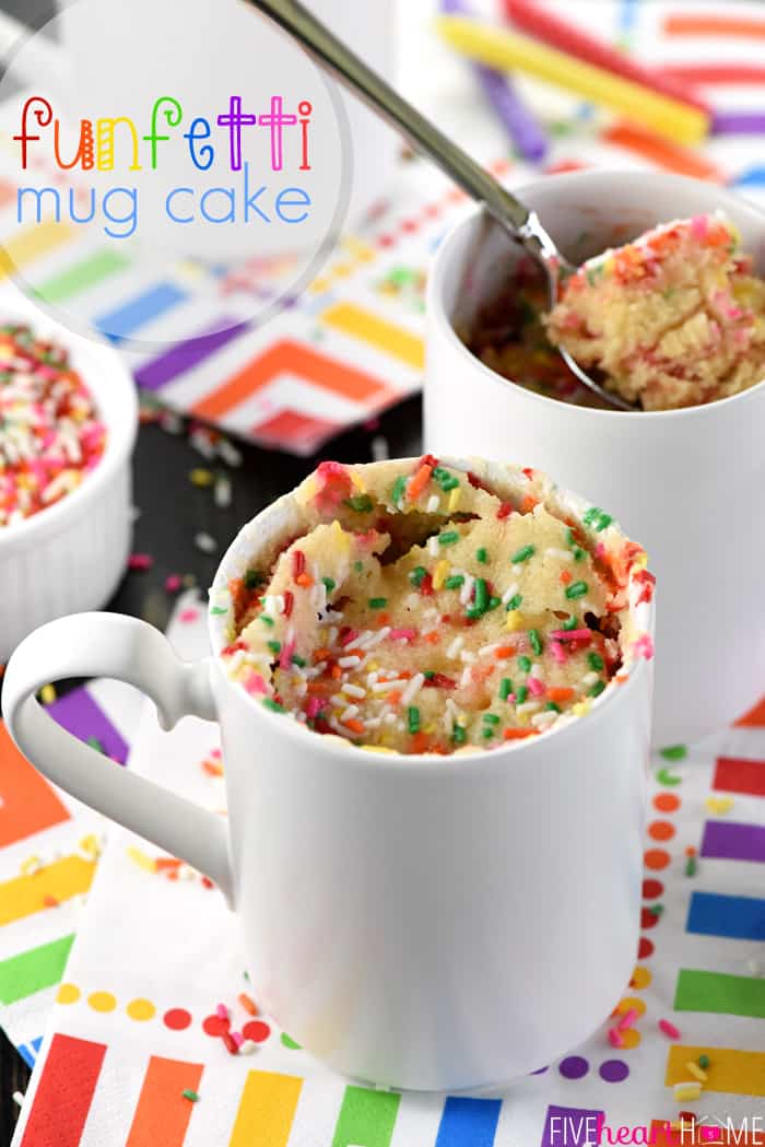 Funfetti Mug Cake with text overlay