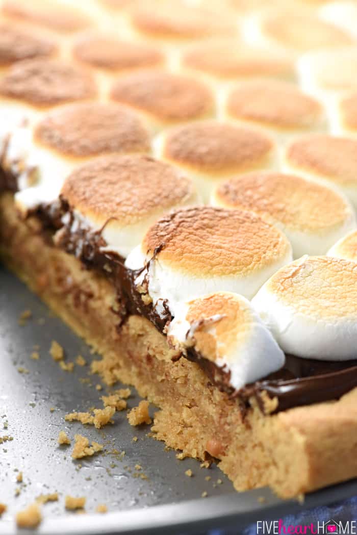 Peanut Butter Cookie S'mores Pizza for Dessert or Summer Parties 