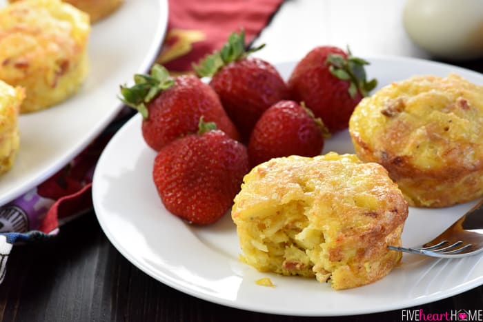 Egg Frittata Muffins with strawberries.