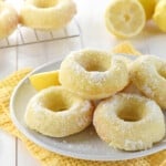 Lemon Sugar Baked Donuts on plate.
