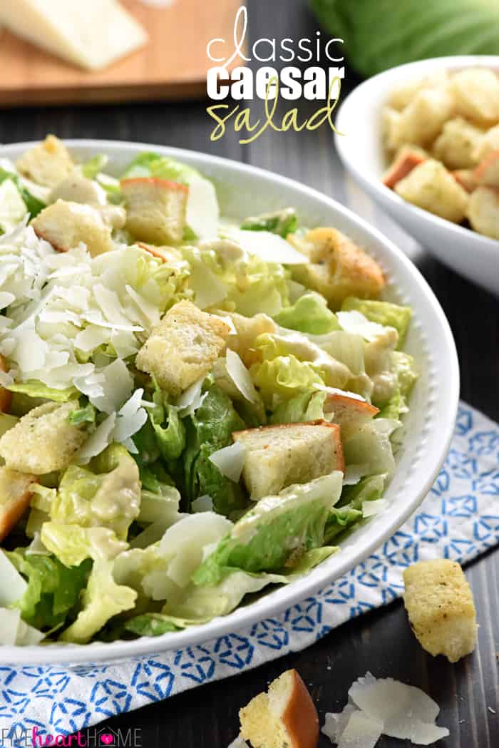 Classic Caesar Salad with text overlay