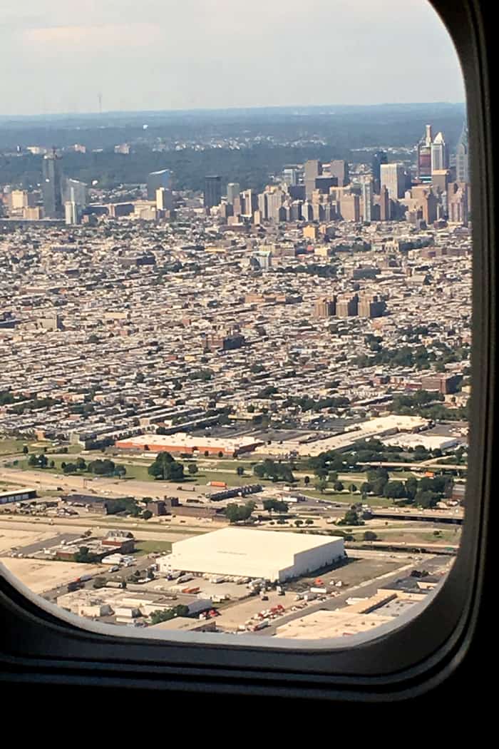 Flying over Philadelphia.