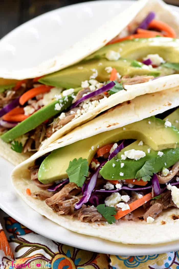 Close-up of Slow Cooker Pork Taco. 