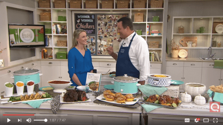 Samantha on QVC with David Venable to sell cookbook.