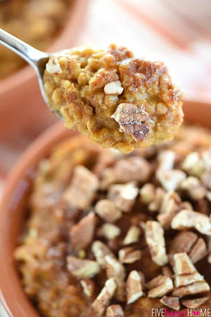 Spoonful of Overnight Slow Cooker Pumpkin Oatmeal.