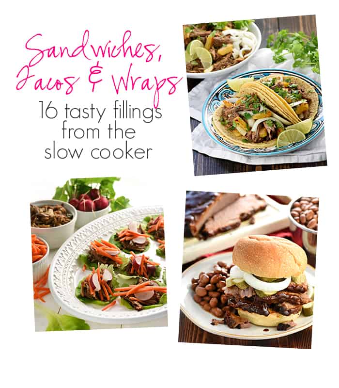 Real Food Slow Cooker Suppers Cookbook: Sandwiches, Tacos & Wraps ~ 16 tasty fillings from the slow cooker | FiveHeartHome.com