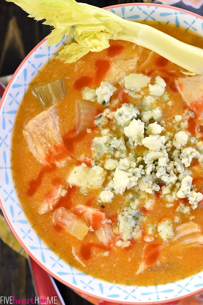 Slow Cooker Buffalo Chicken Soup Aerial 