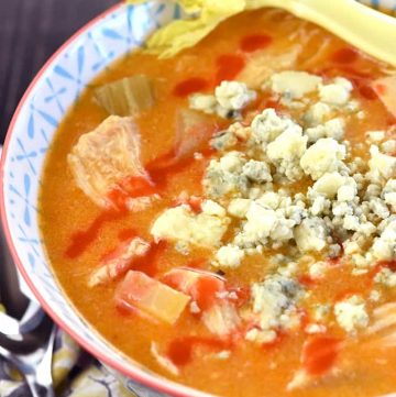 Bowl of Slow Cooker Buffalo Chicken Soup.