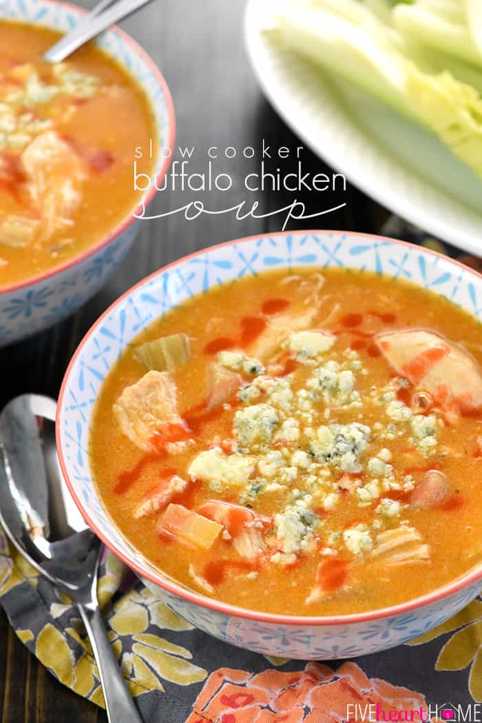 Slow Cooker Buffalo Chicken Soup with Text Overlay 