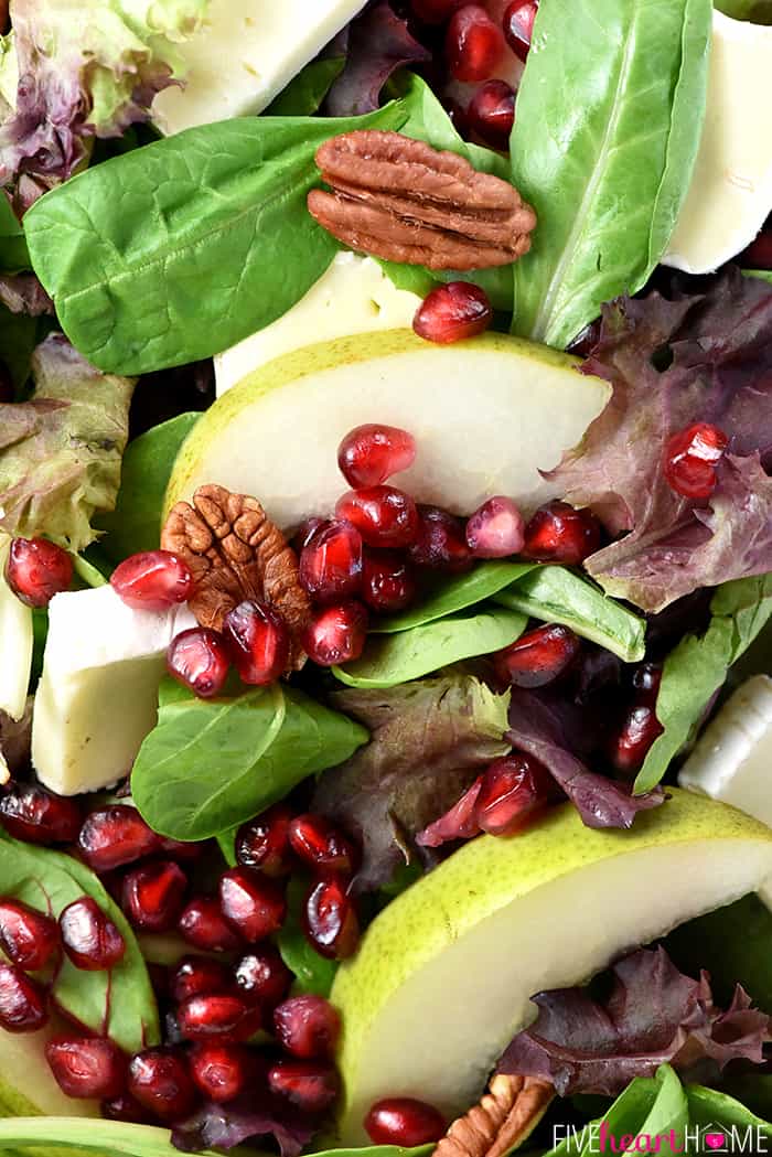 Aerial View of Pomegranate, Pear, Pecan, & Brie 