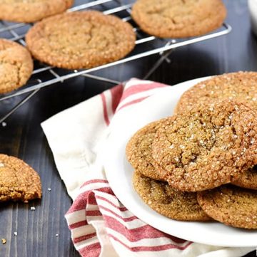 Soft & Chewy Ginger Cookies ~ loaded with warm spice and coated in crunchy raw sugar for crinkly, sparkly cookies that are as pretty as they are delicious! | FiveHeartHome.com