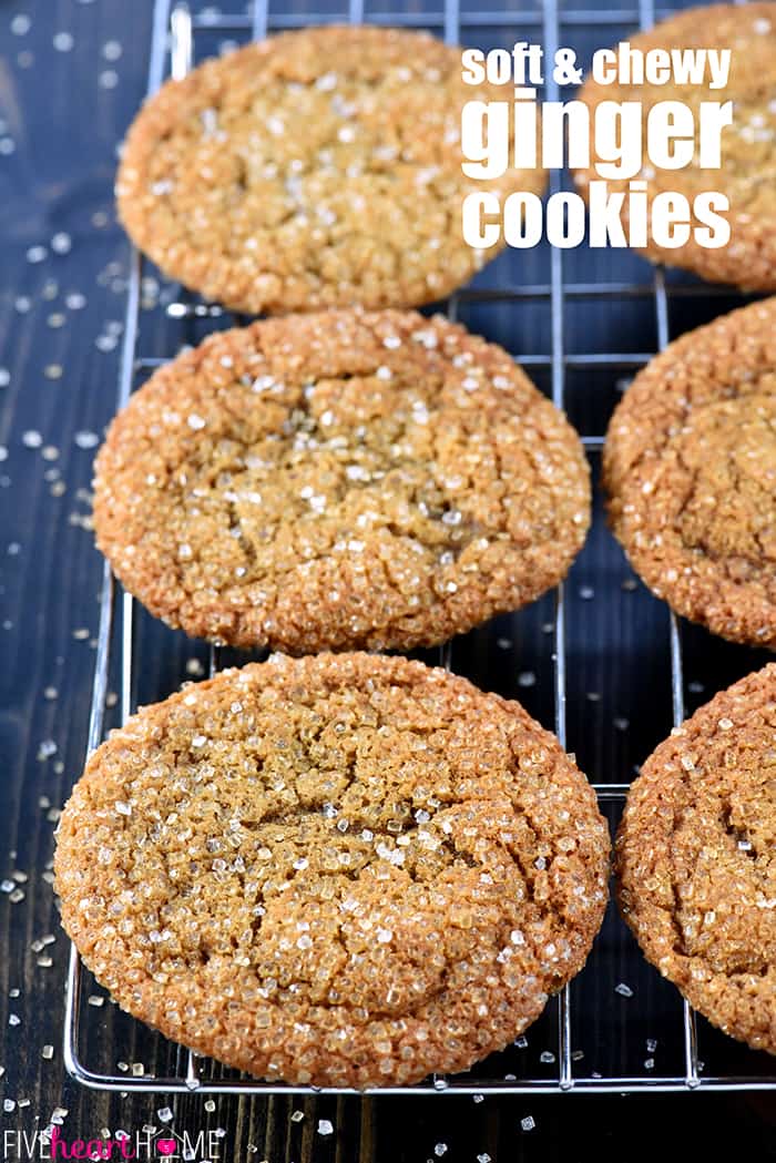 Soft Ginger Cookies with text overlay.