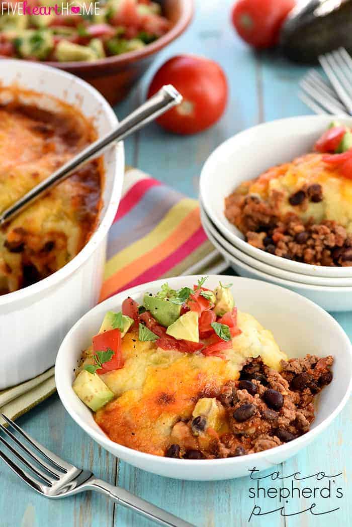 Taco Shepherd's Pie with text overlay.