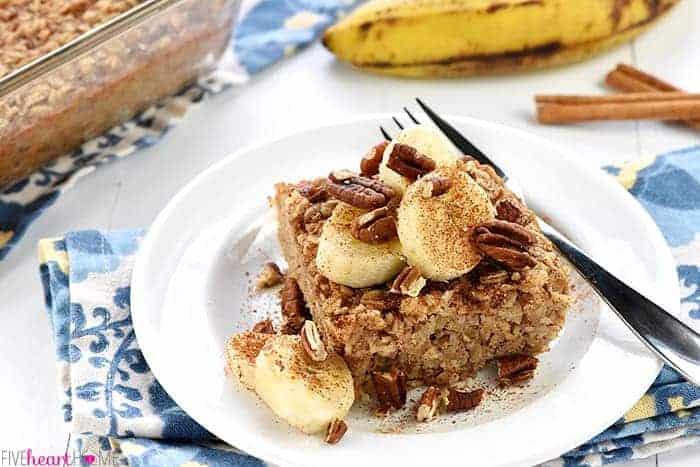 Healthy + DELICIOUS Banana Baked Oatmeal • FIVEheartHOME