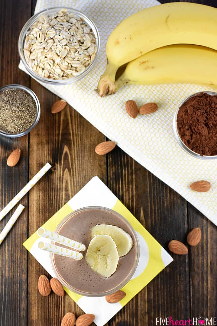 Aerial view of ingredients on table.