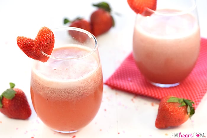 sparkling strawberry floats cocktail or mocktail