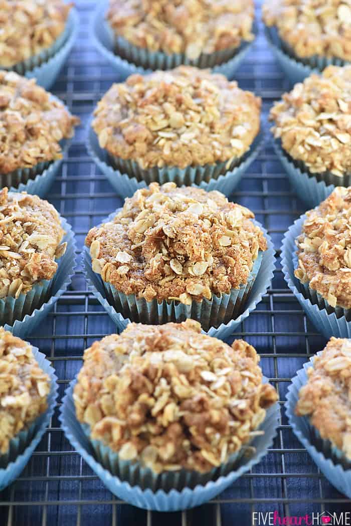 Healthy Whole Wheat & Honey Applesauce Muffins on Wire Rack