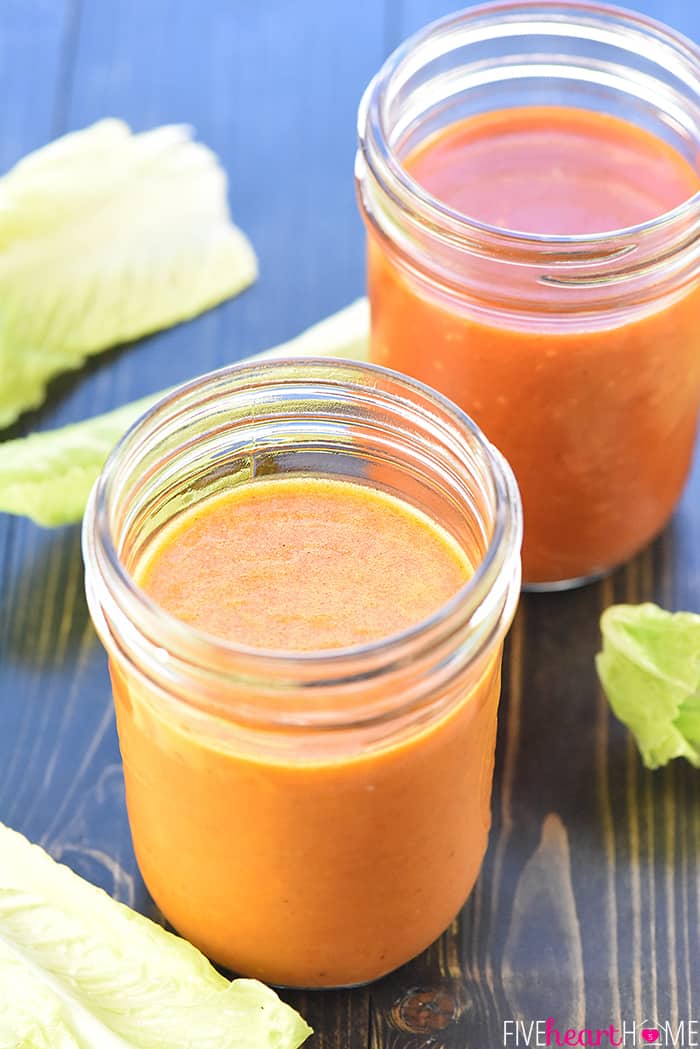 Two jars, with French Dressing in foreground and Catalina Dressing in background.