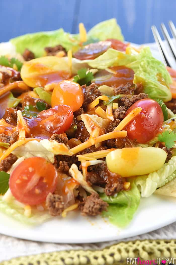 Close-up of Taco Salad on a plate.