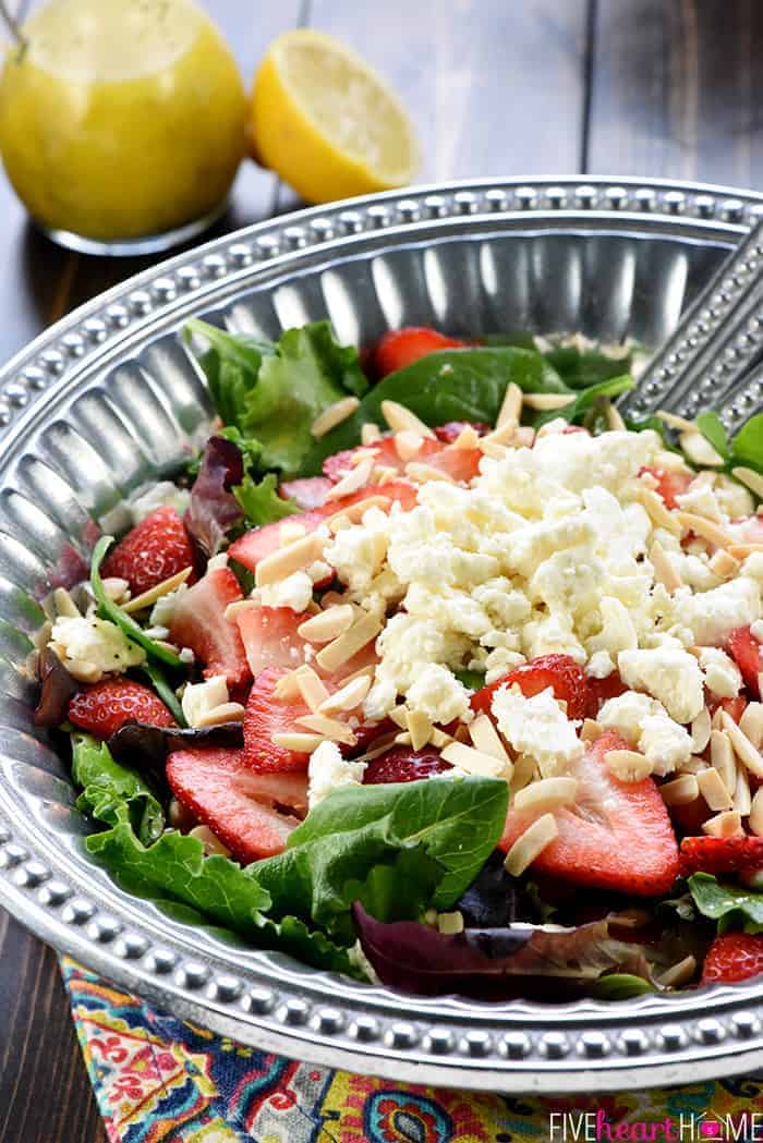 Layered ingredients in serving bowl, before they were tossed together.