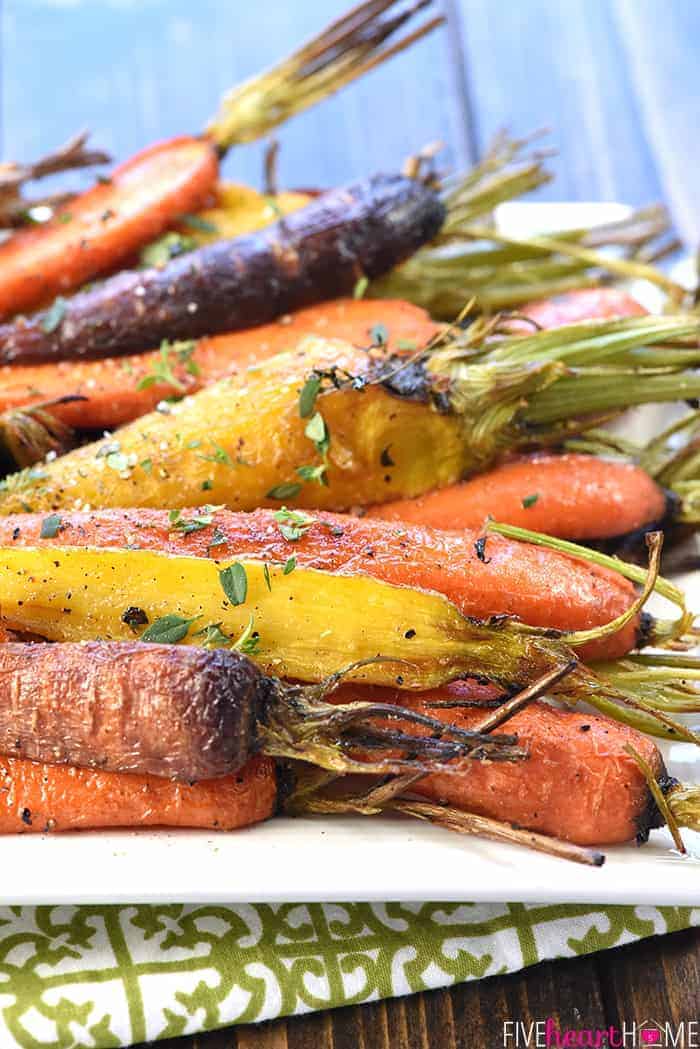 Rainbow Carrots on a serving platter.