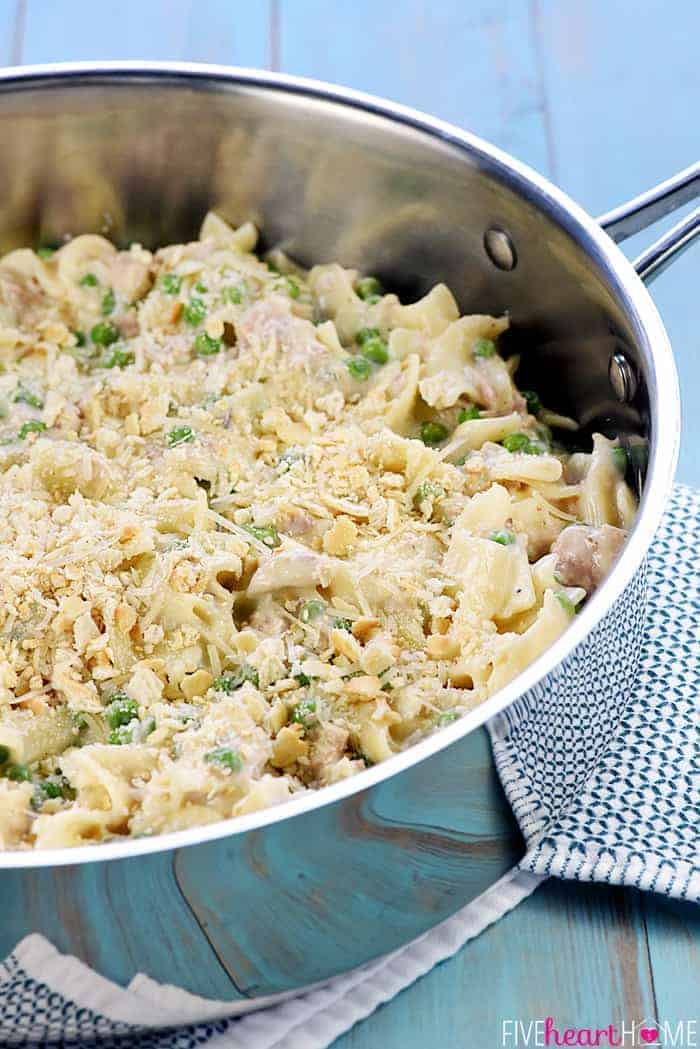 Easy Tuna Noodle Casserole made in a skillet