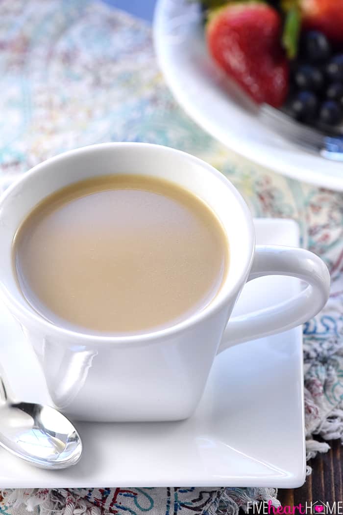 Close-up of homemade Caramel Brulée Latte.