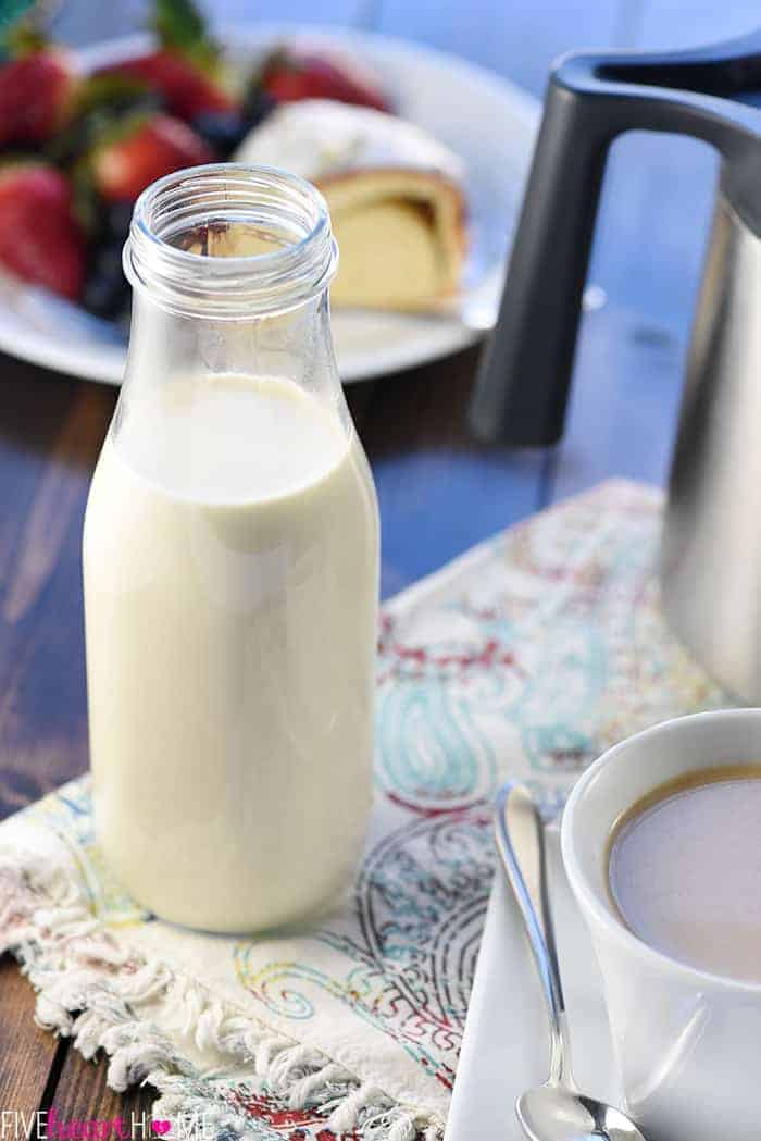 Jar of homemade Caramel Coffee Creamer.