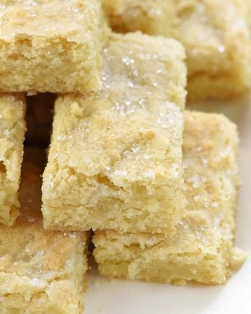 Lemon Sugar Cookie Bars ~ flavored with lemon zest and topped with crunchy sparkling sugar for a sunny, yummy, easy-to-make treat! | FiveHeartHome.com