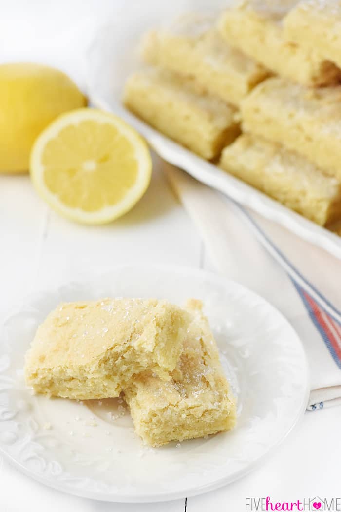 Lemon Sugar Cookie Bars on Plate