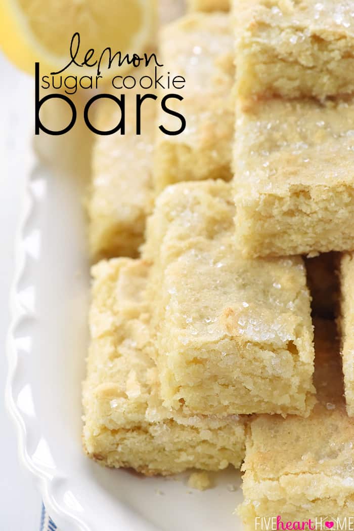 Lemon Sugar Cookie Bars with Text Overlay