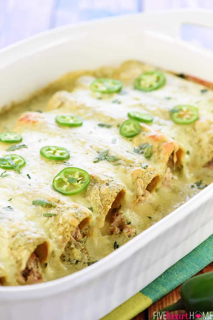 Creamy Jalapeño Chicken Enchiladas Fresh from the Oven